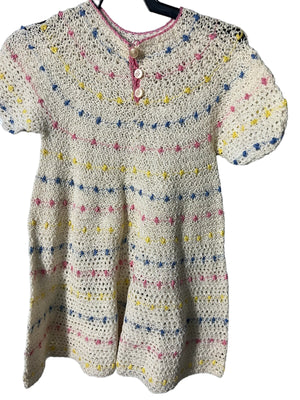 Vintage crochet kids dress handmade