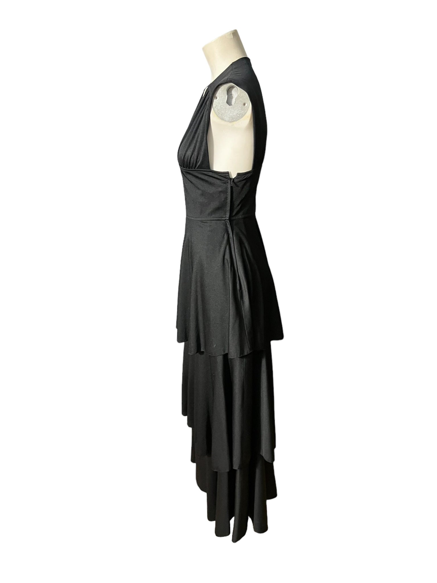 Vintage 70’s black tiered dress S Blasier