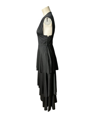 Vintage 70’s black tiered dress S Blasier