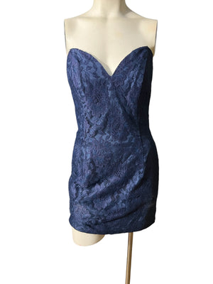 Vintage 80’s strapless lace dress blue 10 Roberta