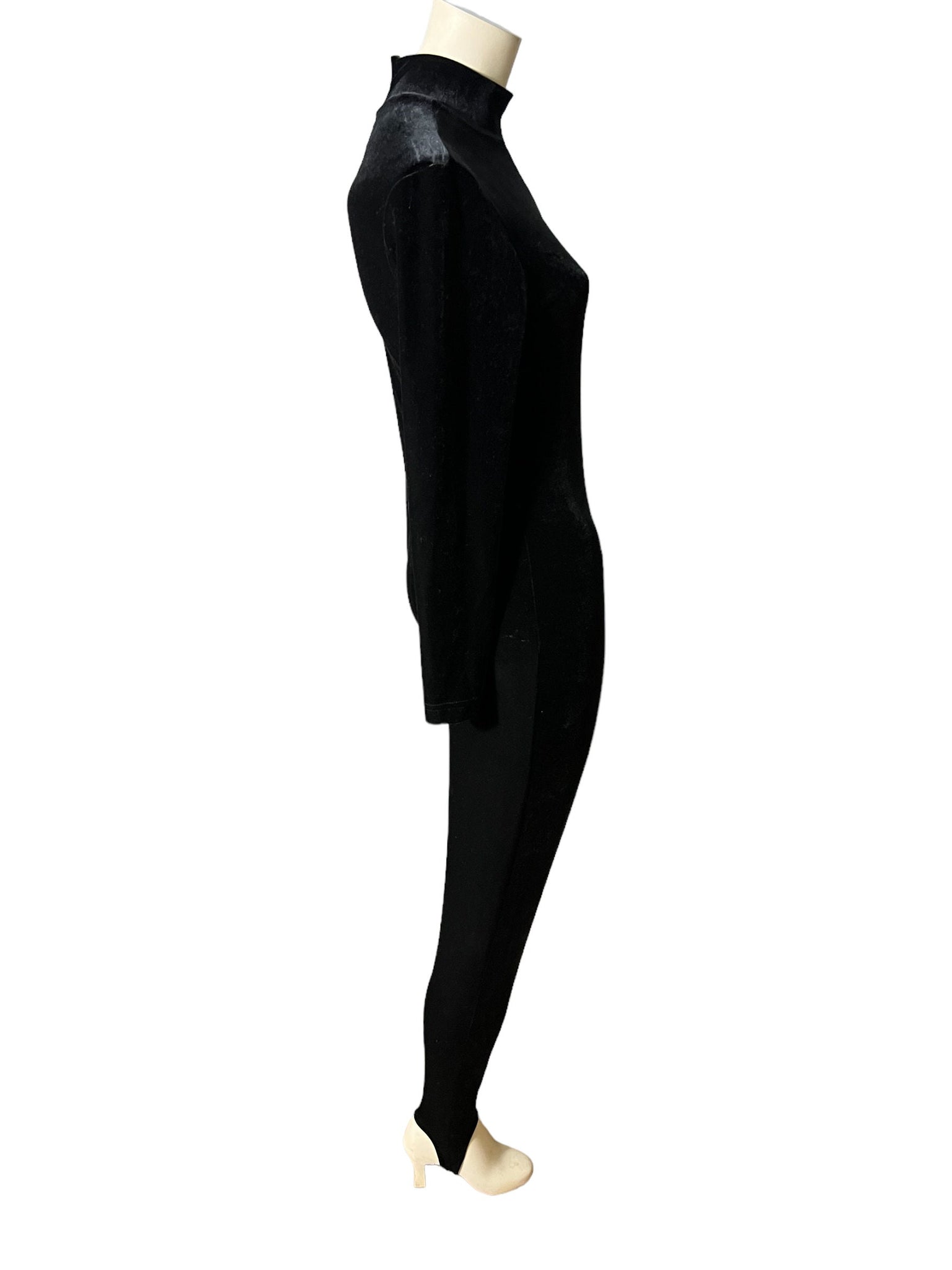 Vintage 80’s velour stirrups bodysuit S Cache