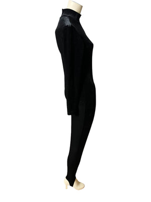 Vintage 80’s velour stirrups bodysuit S Cache