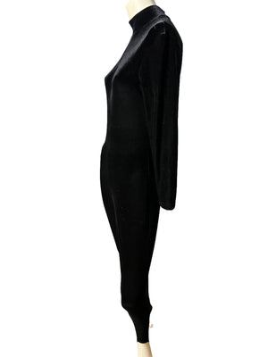 Vintage 80’s velour stirrups bodysuit S Cache