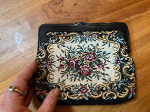 Vintage tapestry purse clutch