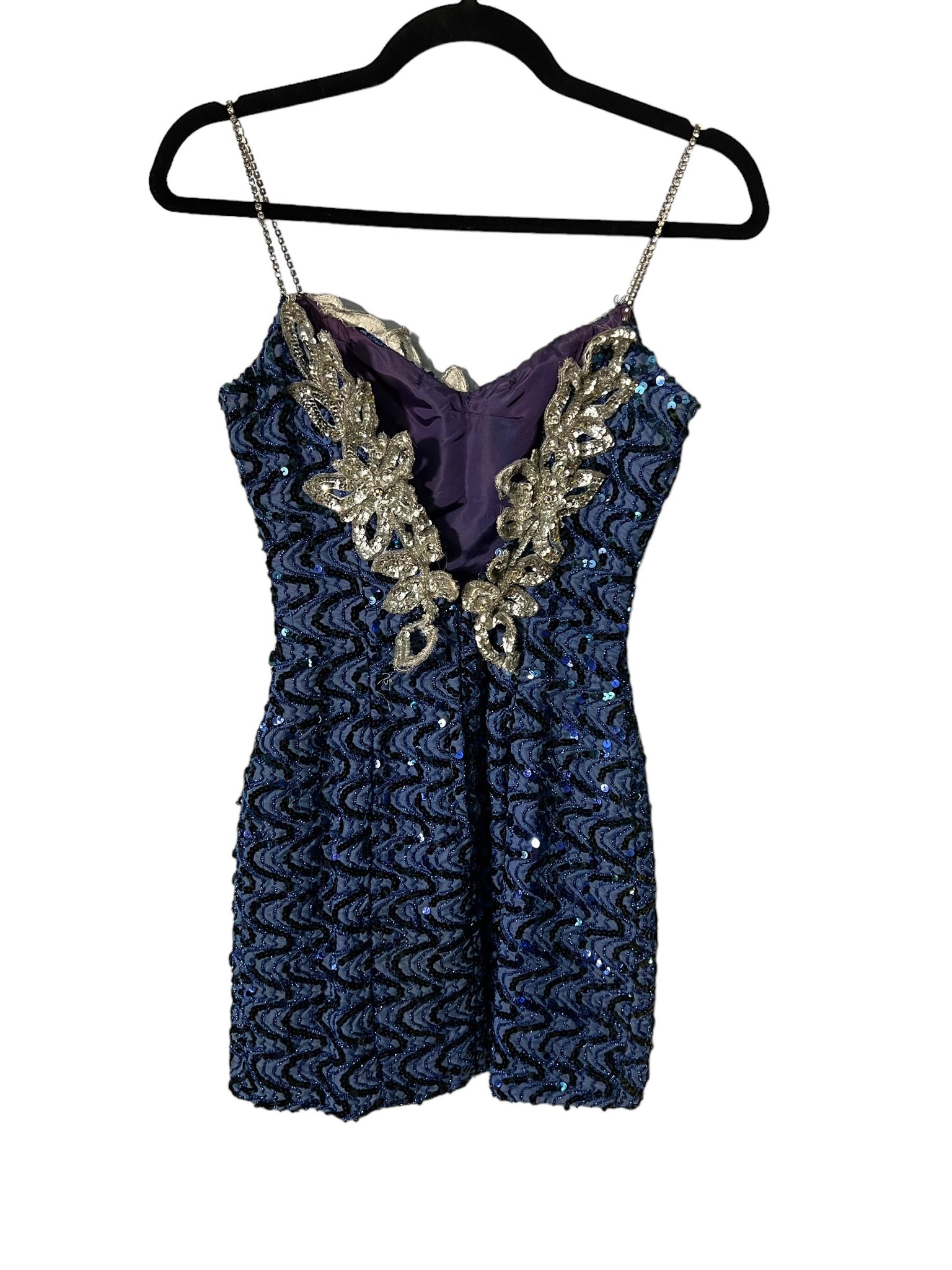 Vintage sequin blue mini dress S XS