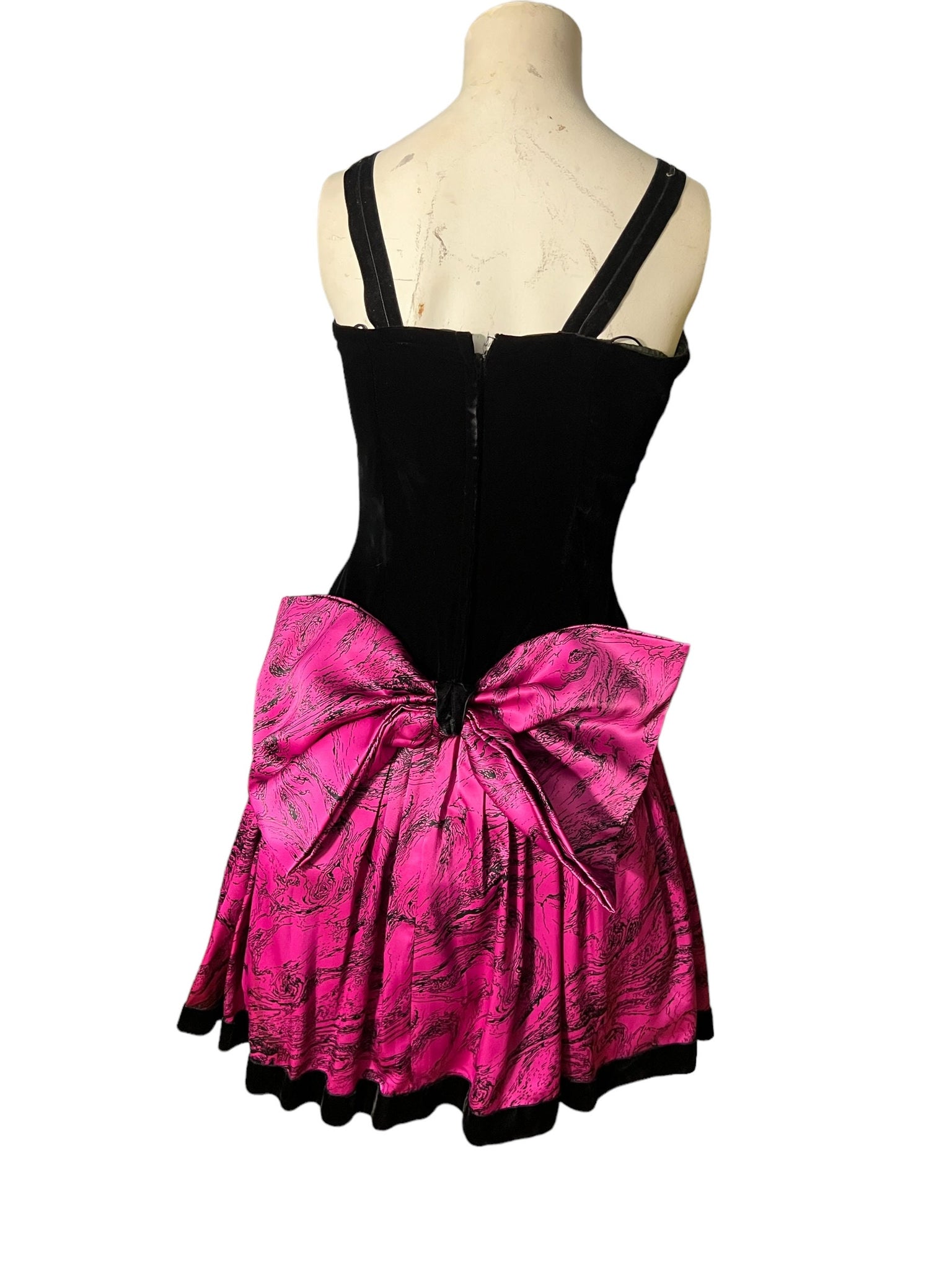 Vintage 80's black & pink party dress 8 Morgan Taylor