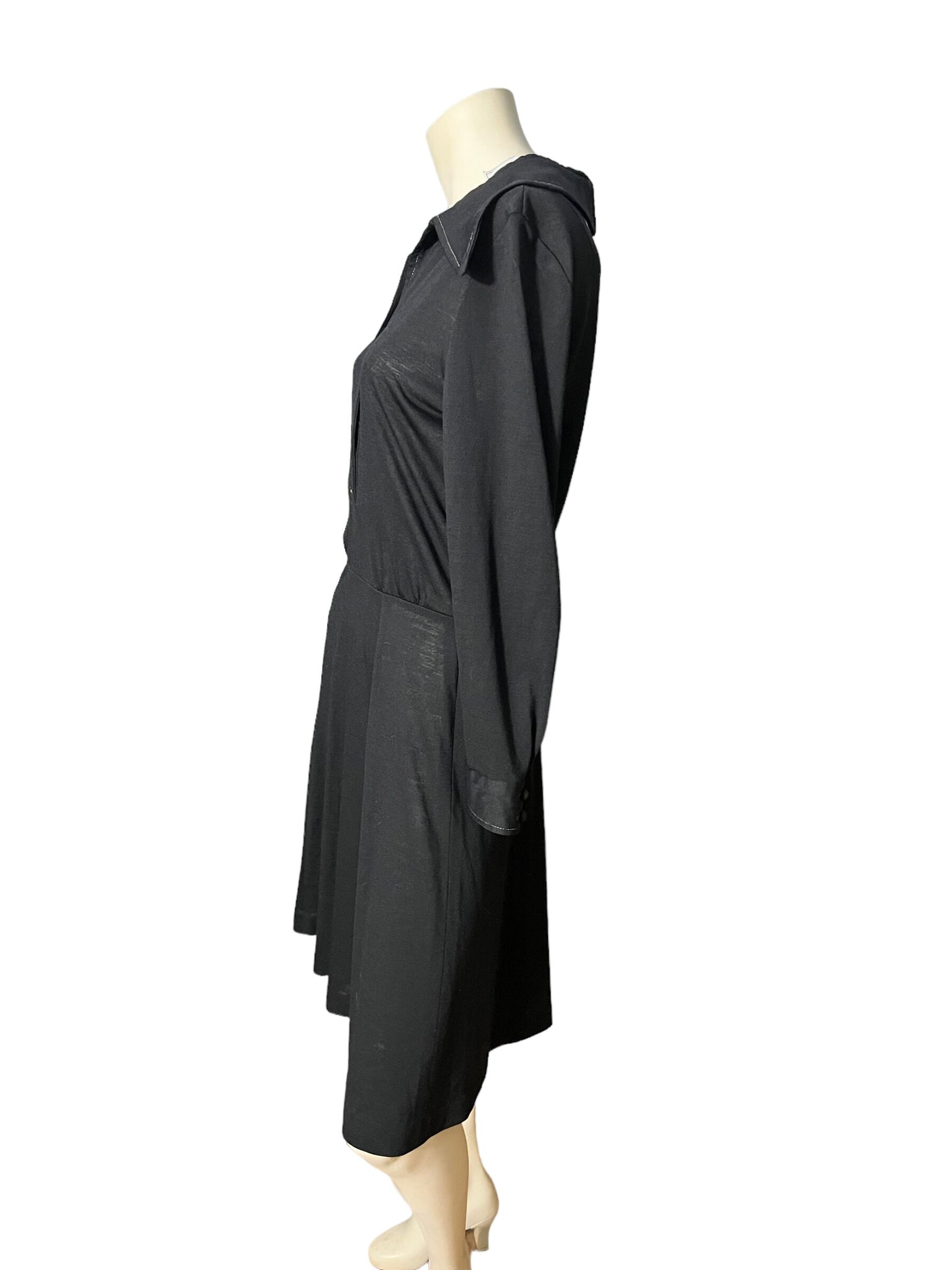 Vintage 70's black knit dress M Howard Hirsch
