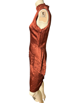 Vintage 80's brown silky dress Dress Code M L