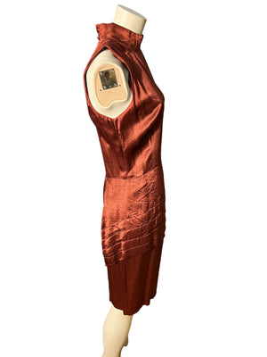 Vintage 80's brown silky dress Dress Code M L