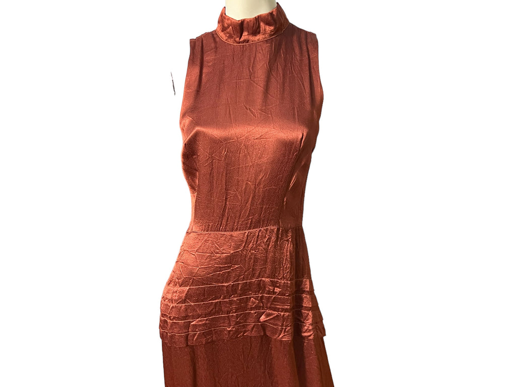 Vintage 80's brown silky dress Dress Code M L