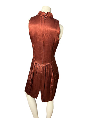 Vintage 80's brown silky dress Dress Code M L