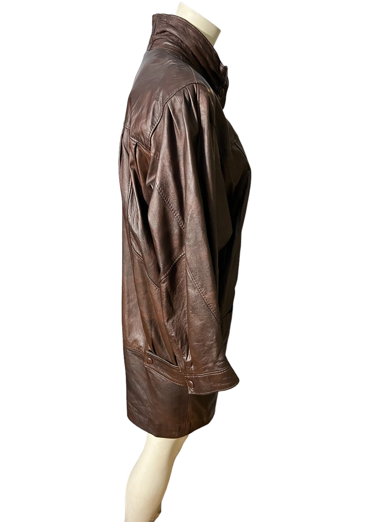 Vintage 80's brown leather jacket coat S Queen's
