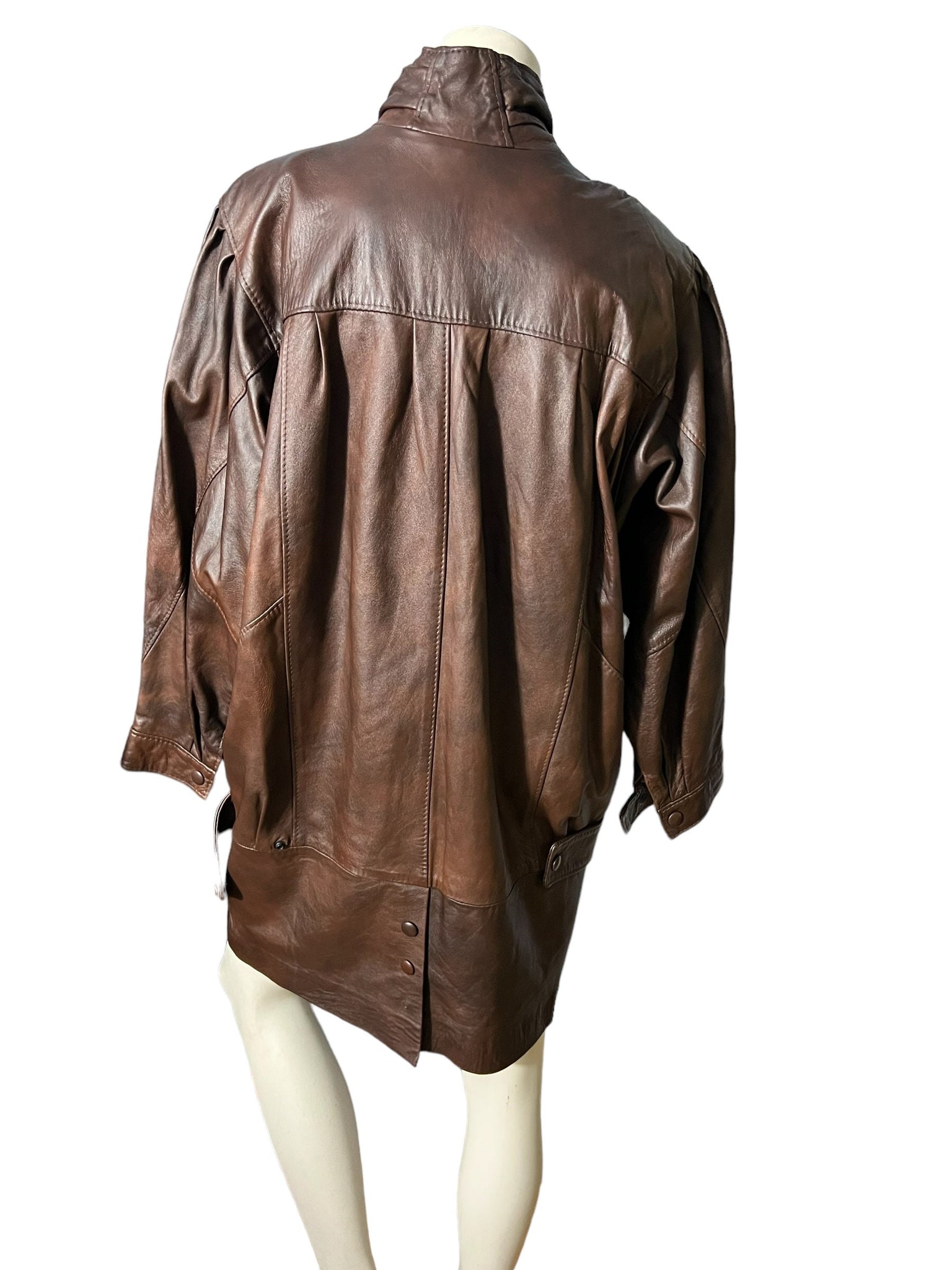 Vintage 80's brown leather jacket coat S Queen's