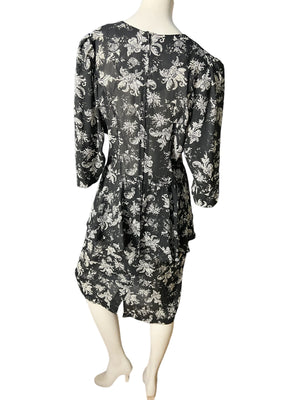 Vintage 80's black & white peplum dress 16