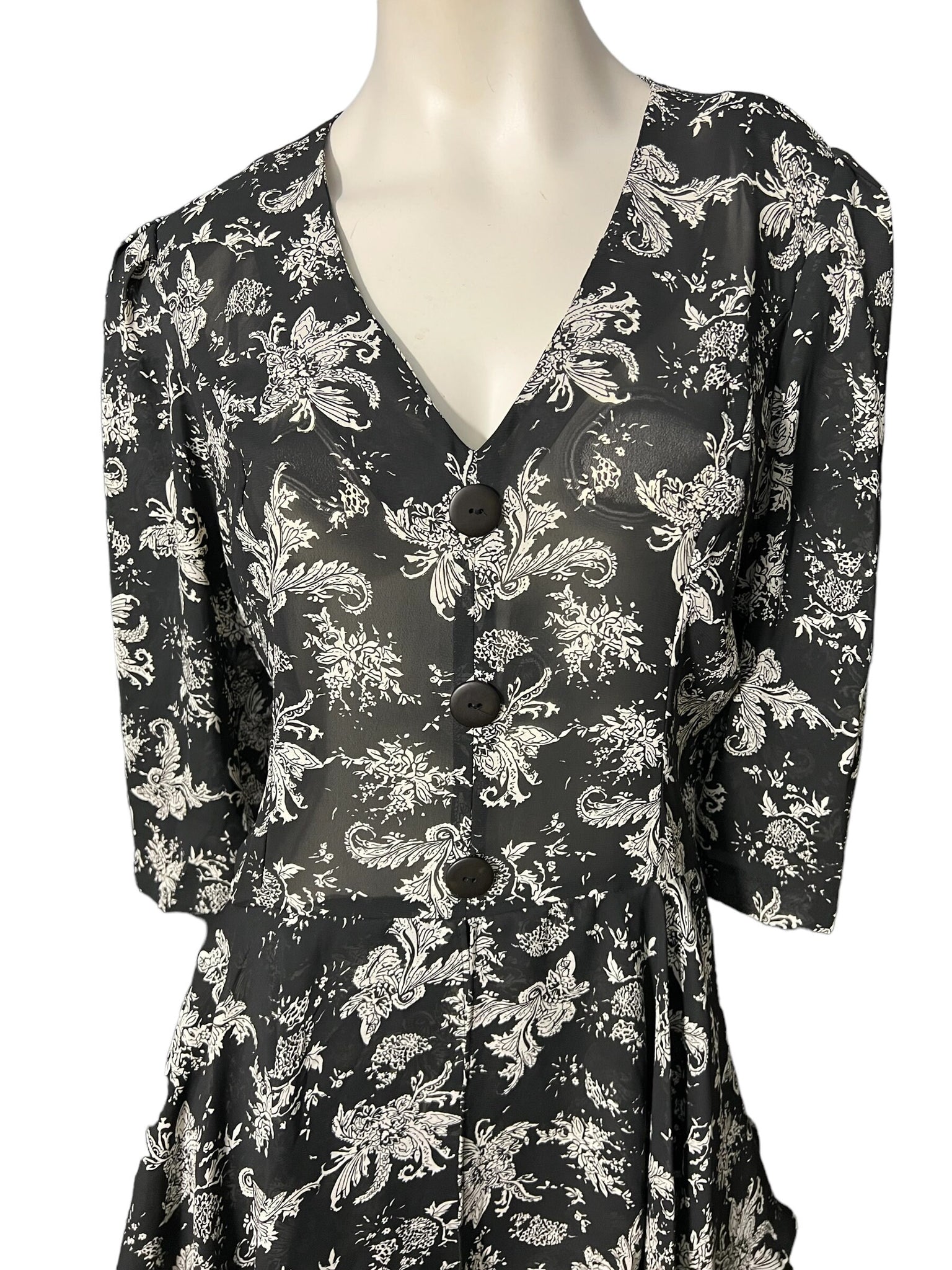 Vintage 80's black & white peplum dress 16