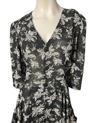 Vintage 80's black & white peplum dress 16
