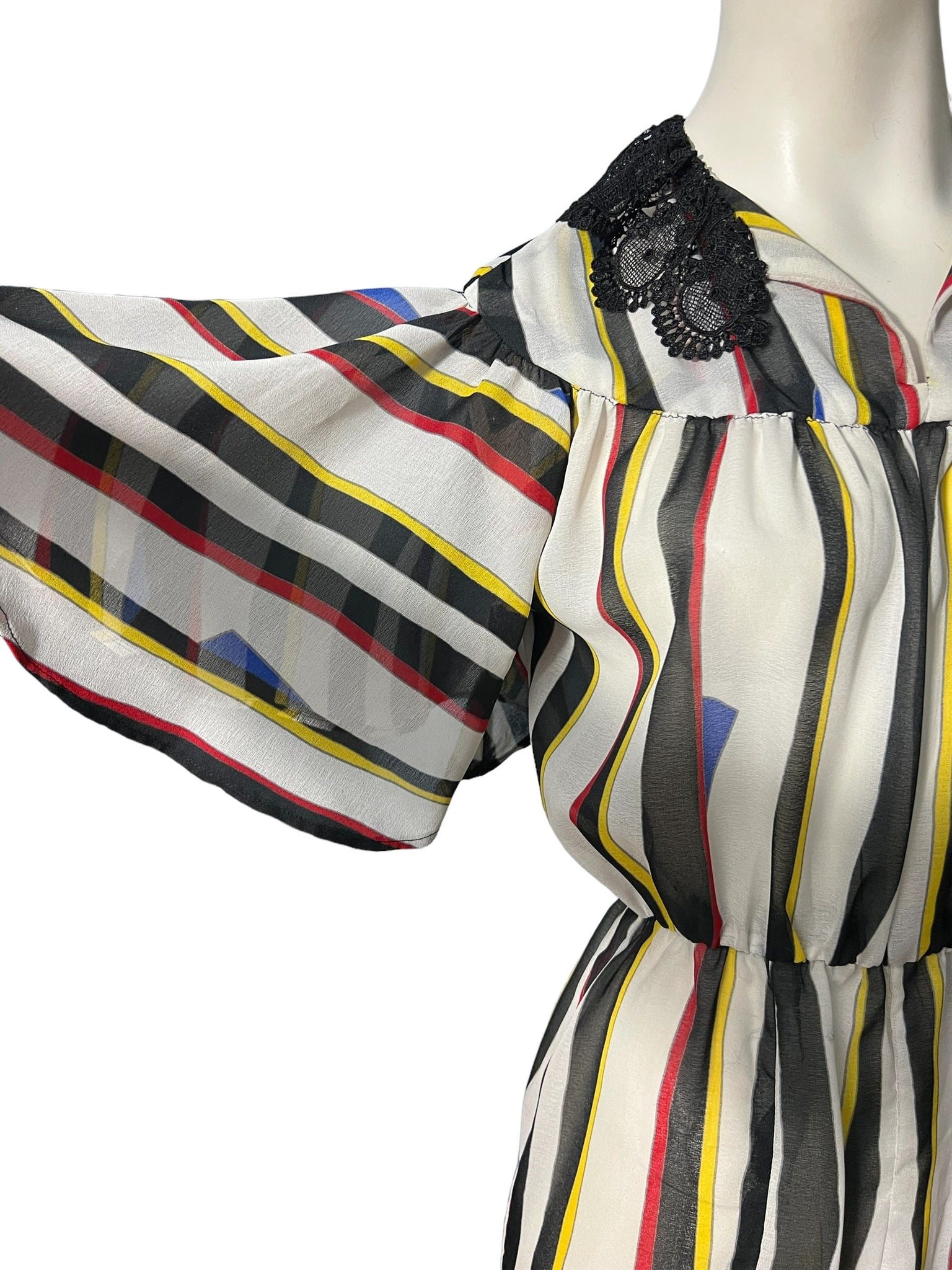 Vintage 80’s angel wing stripe dress M