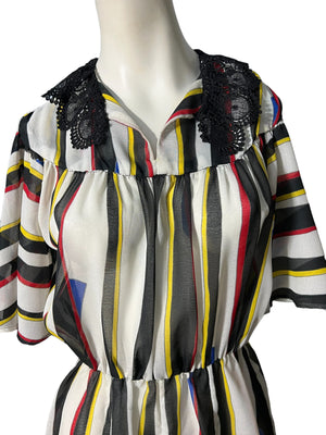 Vintage 80’s angel wing stripe dress M