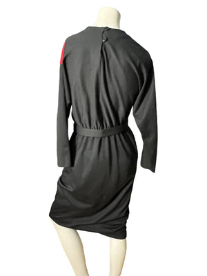 Vintage 80’s black & red color block dress M