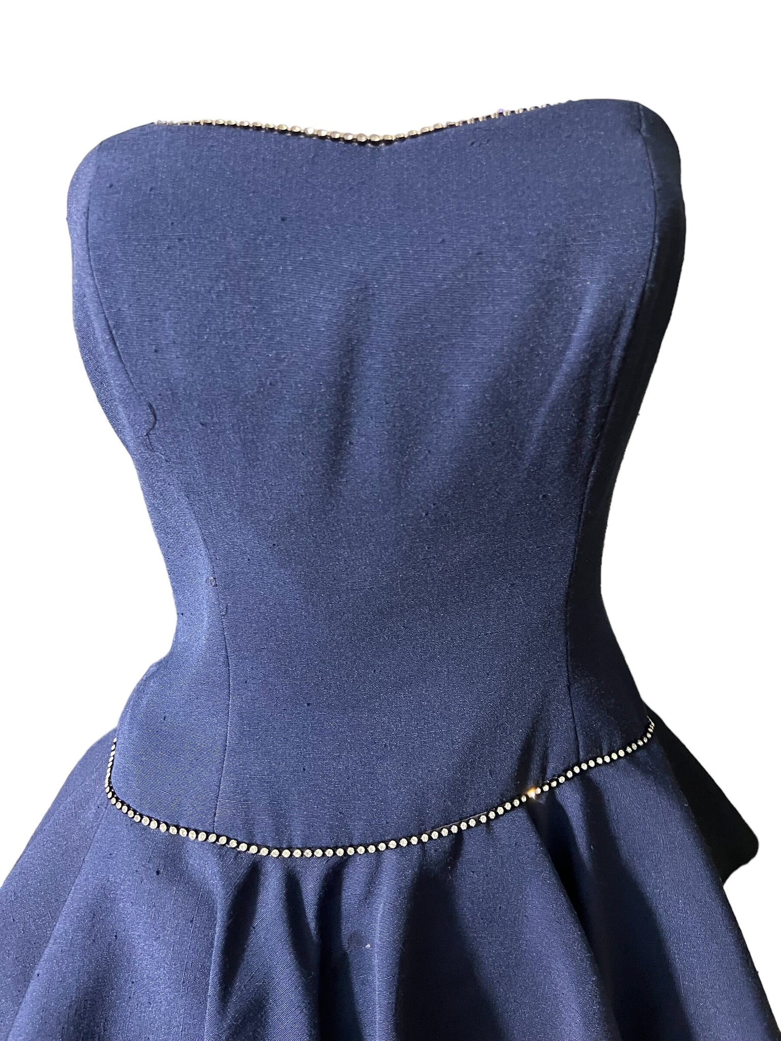 Vintage blue 80's party mini corset dress 6 A.J. Bari