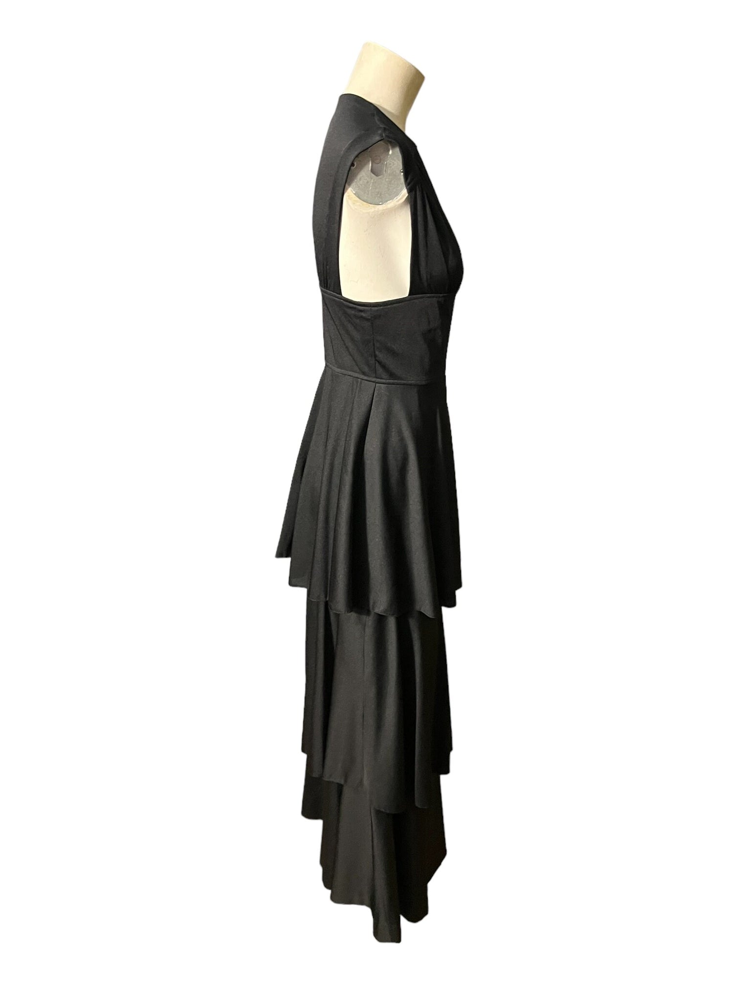 Vintage 70’s black tiered dress S Blasier
