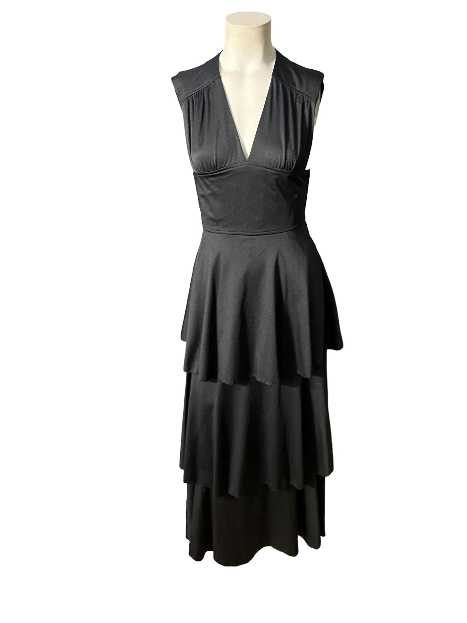 Vintage 70’s black tiered dress S Blasier