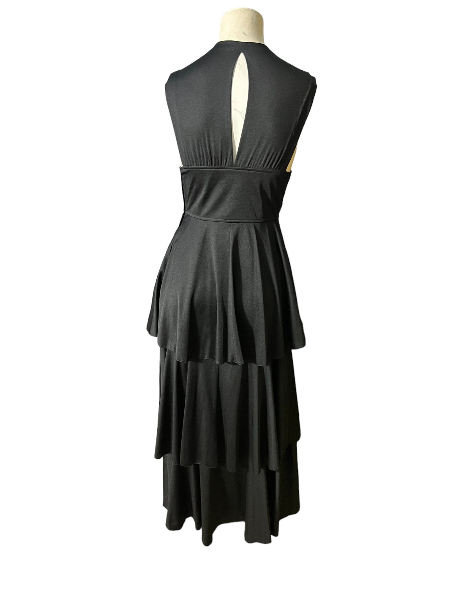 Vintage 70’s black tiered dress S Blasier