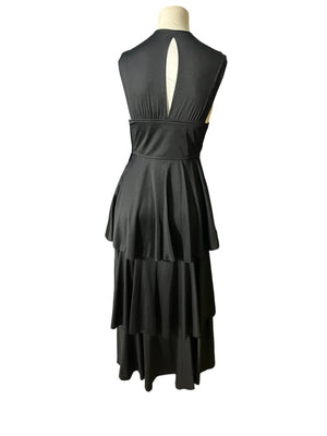 Vintage 70’s black tiered dress S Blasier