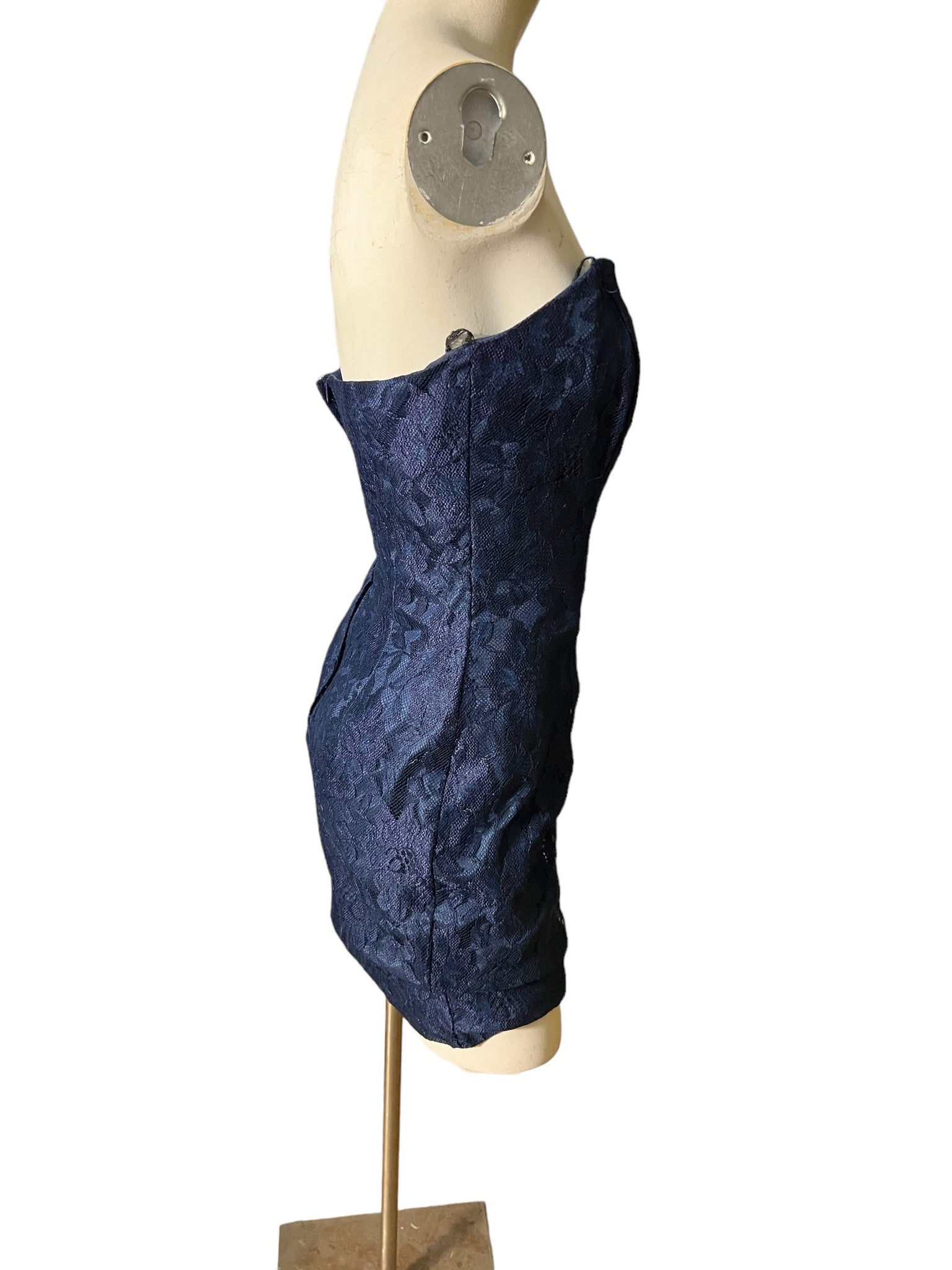 Vintage 80’s strapless lace dress blue 10 Roberta