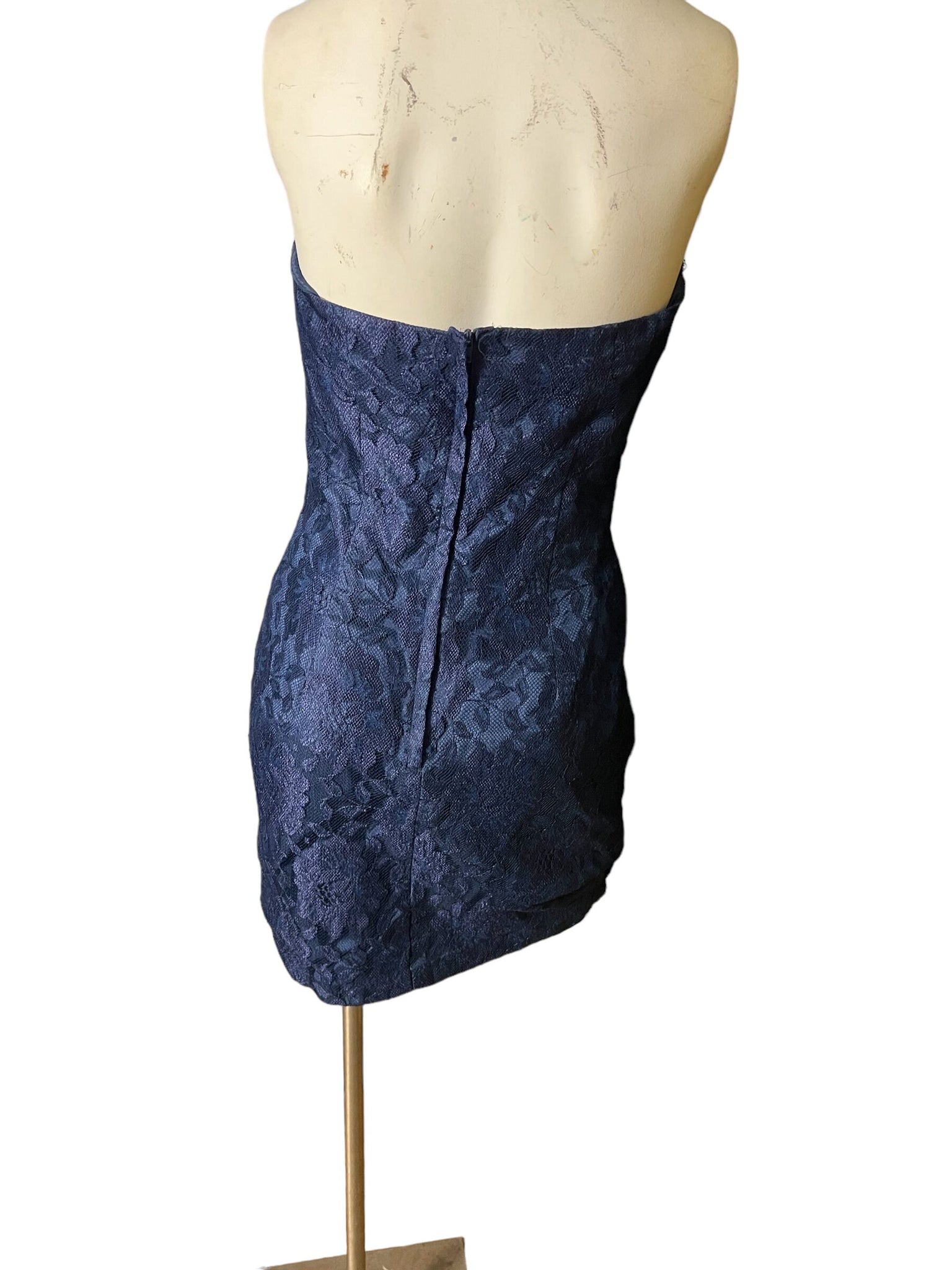Vintage 80’s strapless lace dress blue 10 Roberta