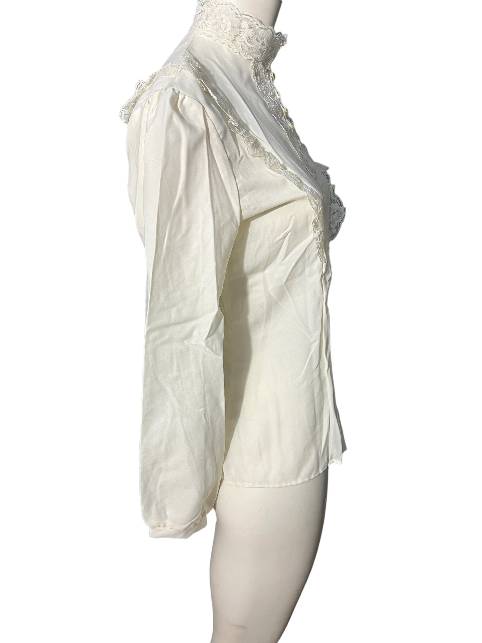 Vintage 70’s prairie victorian blouse white M