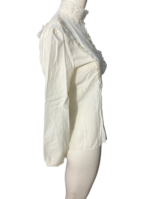 Vintage 70’s prairie victorian blouse white M