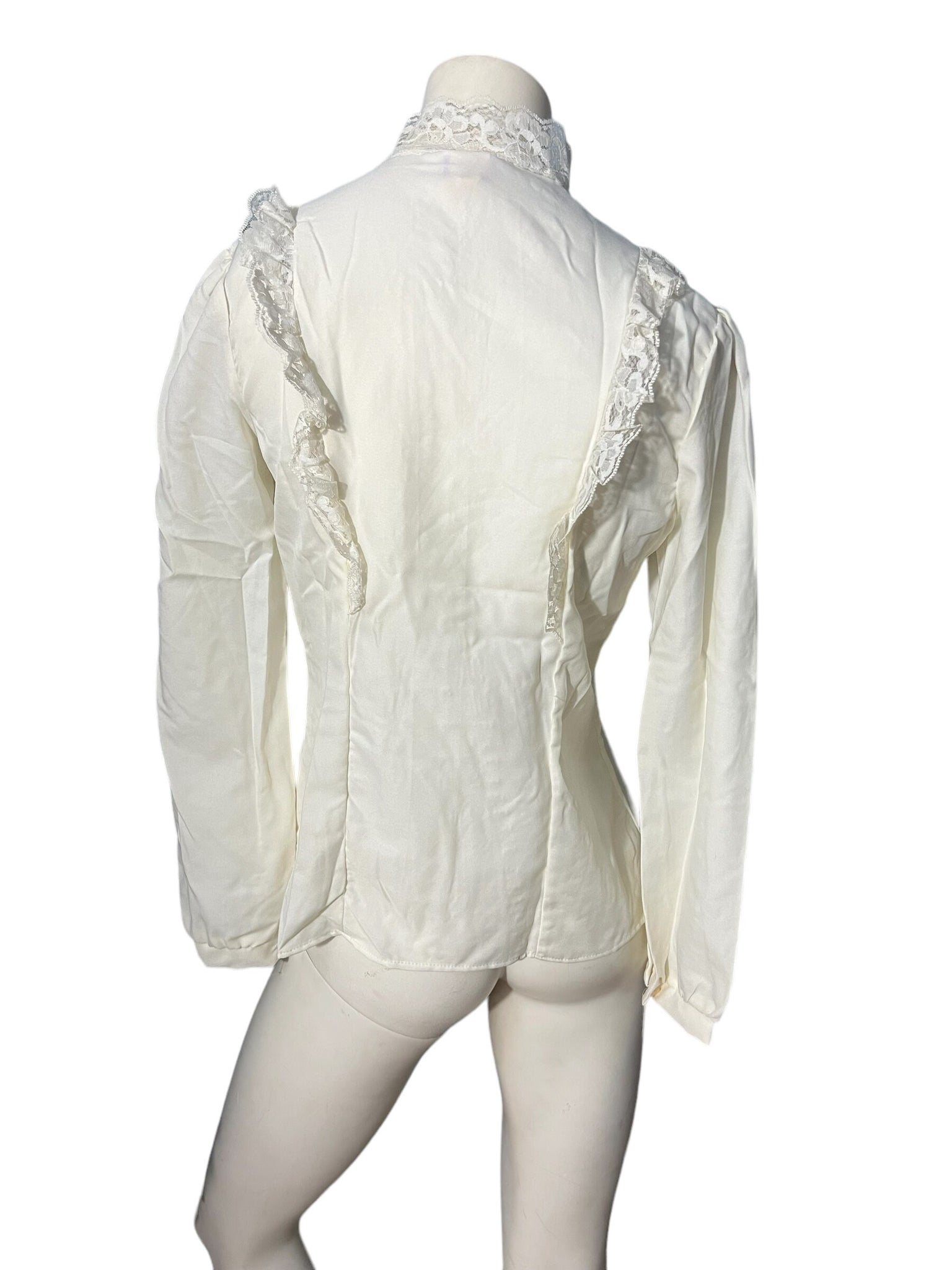 Vintage 70’s prairie victorian blouse white M