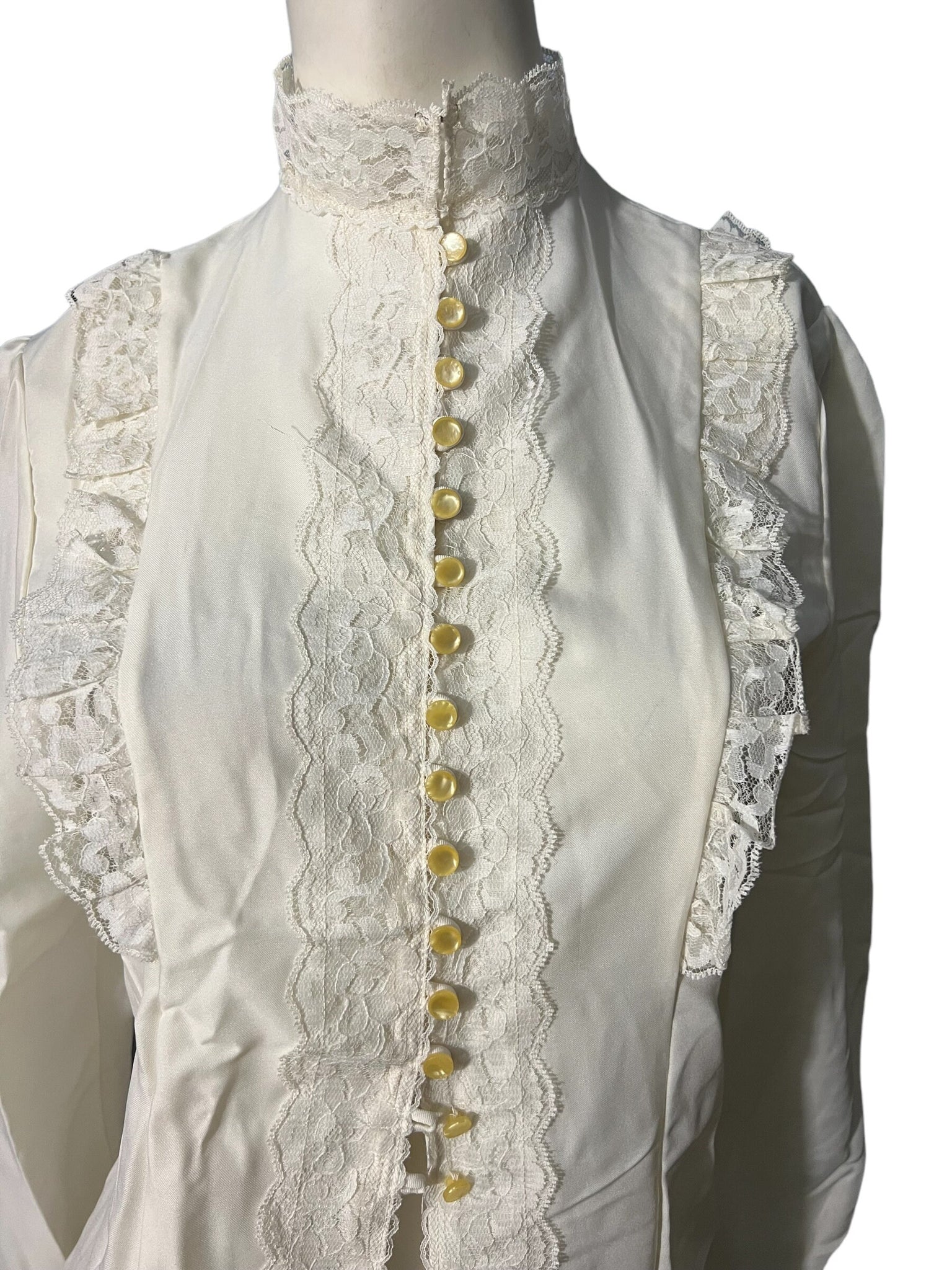 Vintage 70’s prairie victorian blouse white M