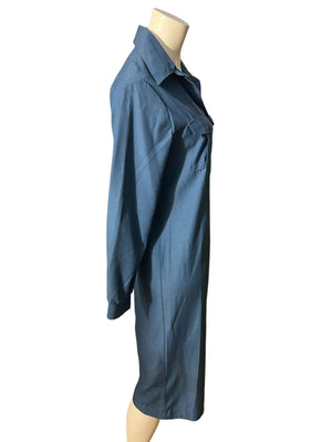 Vintage deadstock 70’s blue shirt dress 12