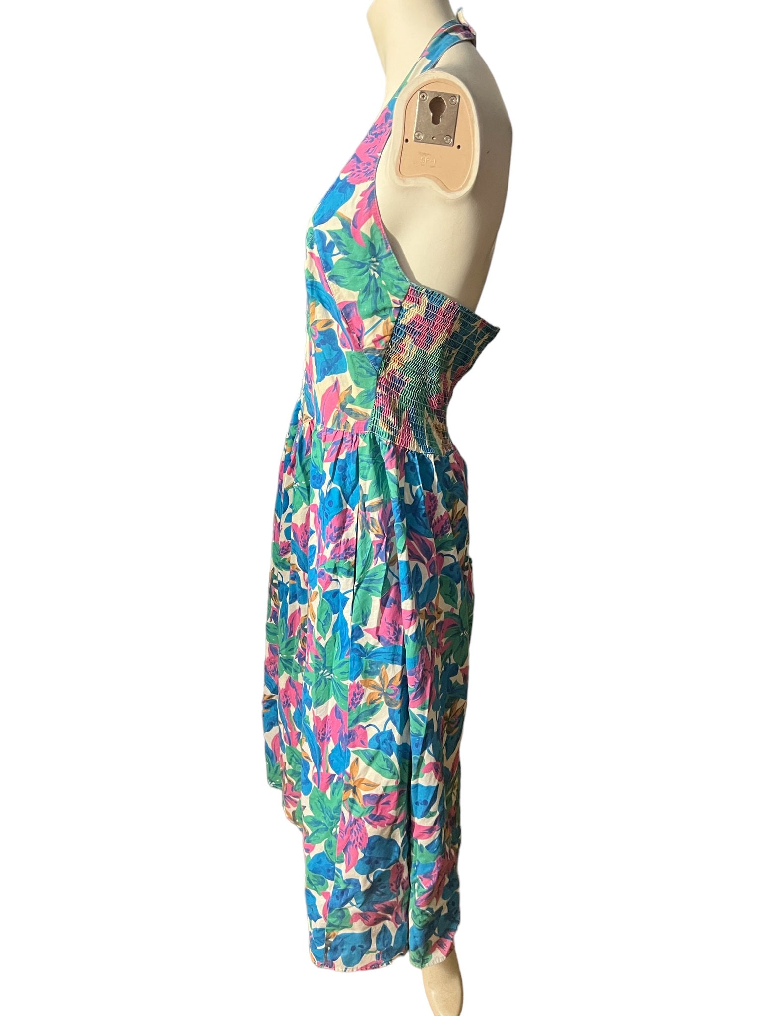 Vintage 80's floral halter sun dress 8