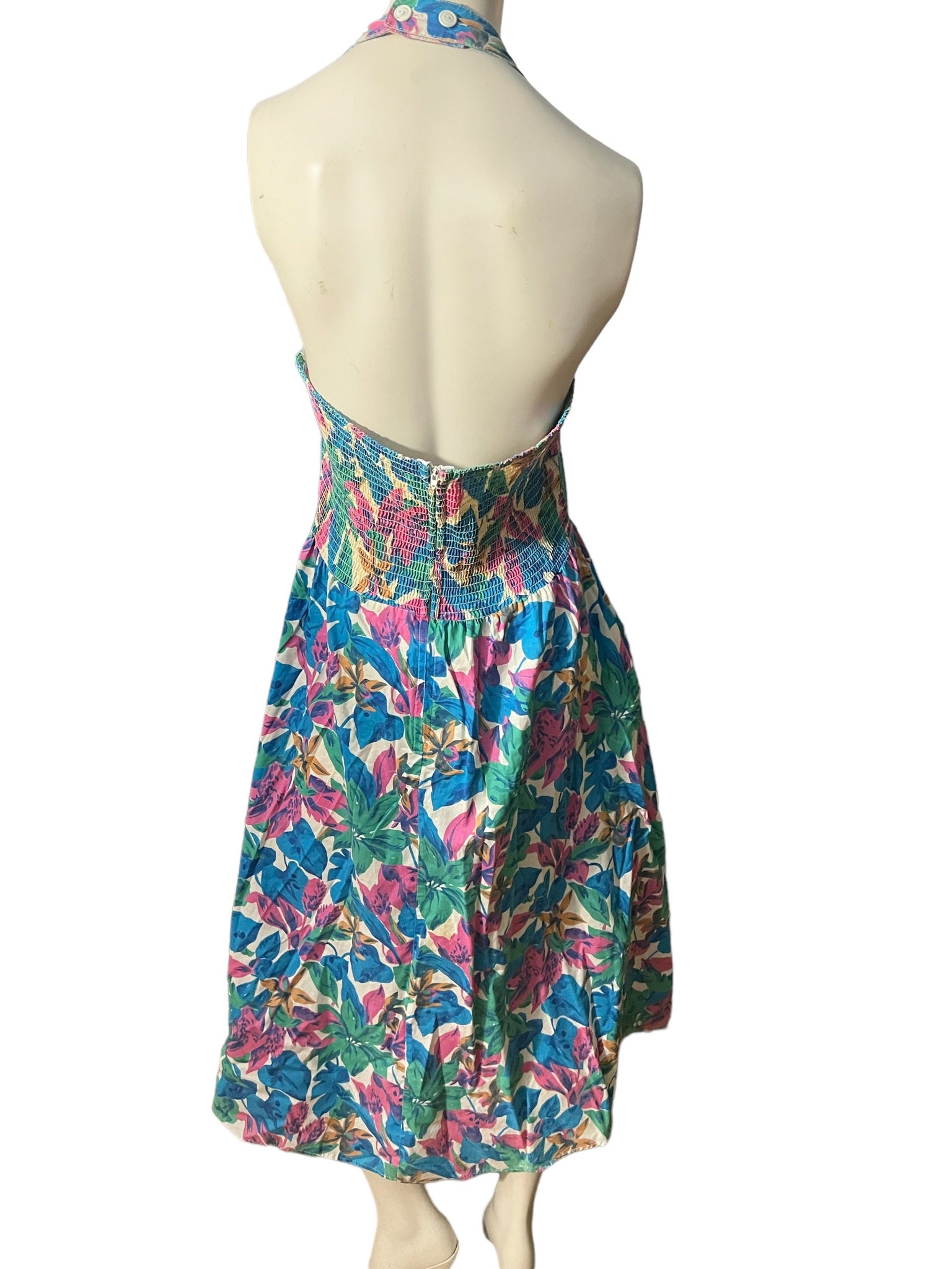 Vintage 80's floral halter sun dress 8