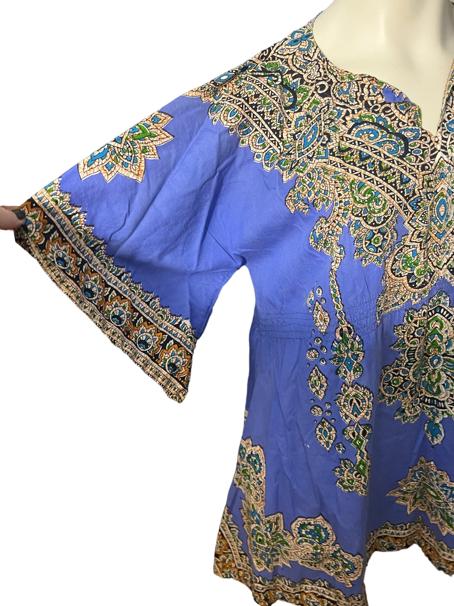 Vintage purple dashiki mini dress top L