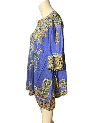 Vintage purple dashiki mini dress top L