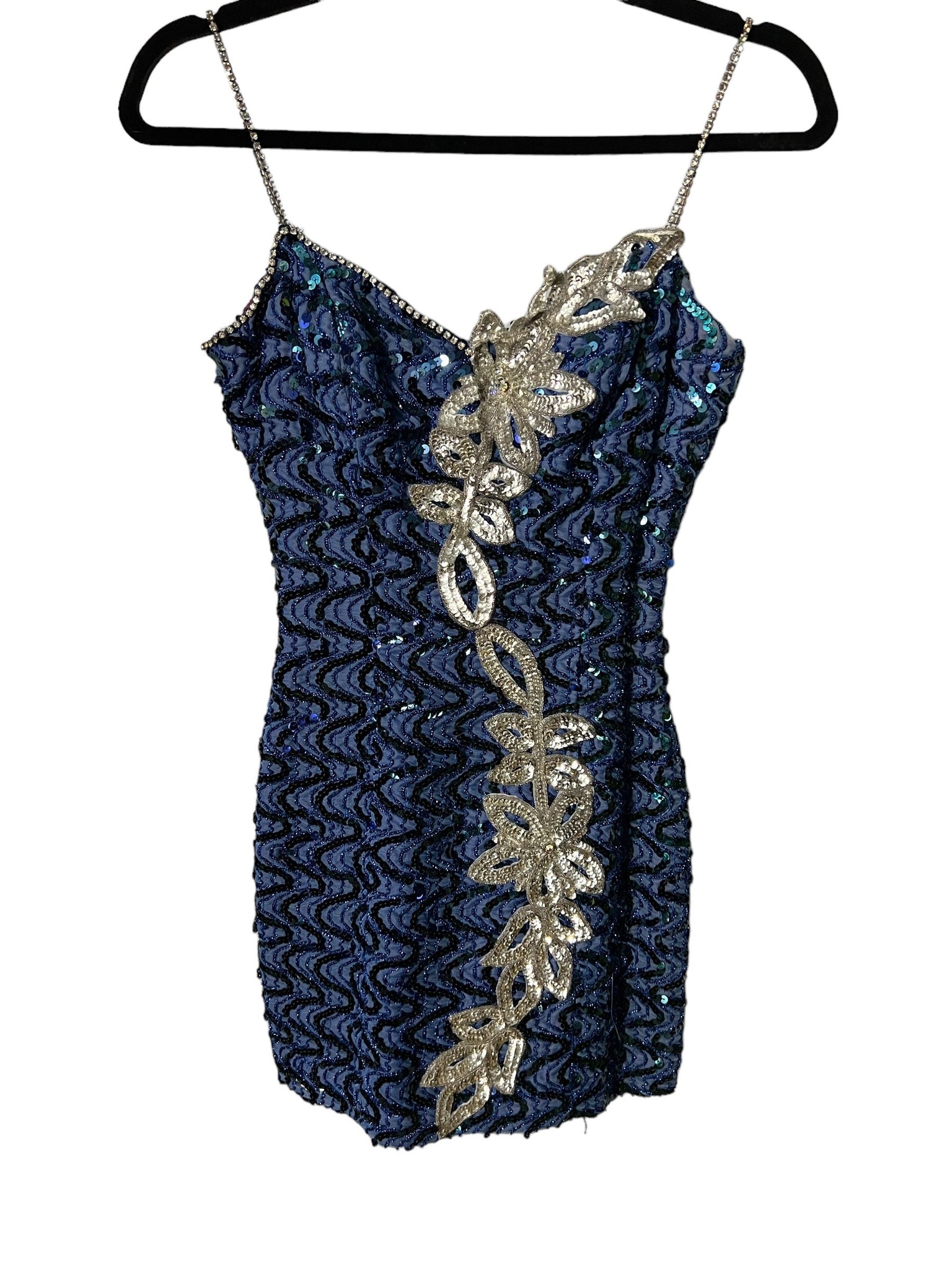 Vintage sequin blue mini dress S XS