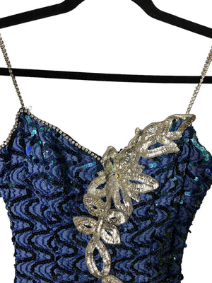Vintage sequin blue mini dress S XS