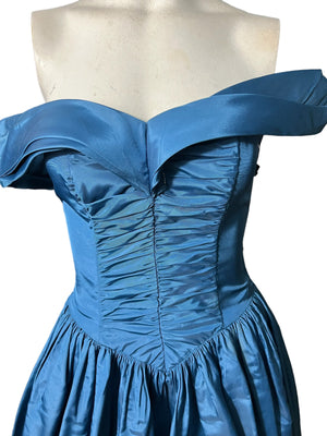 Vintage 80's Gunne Sax blue party dress S 5/6