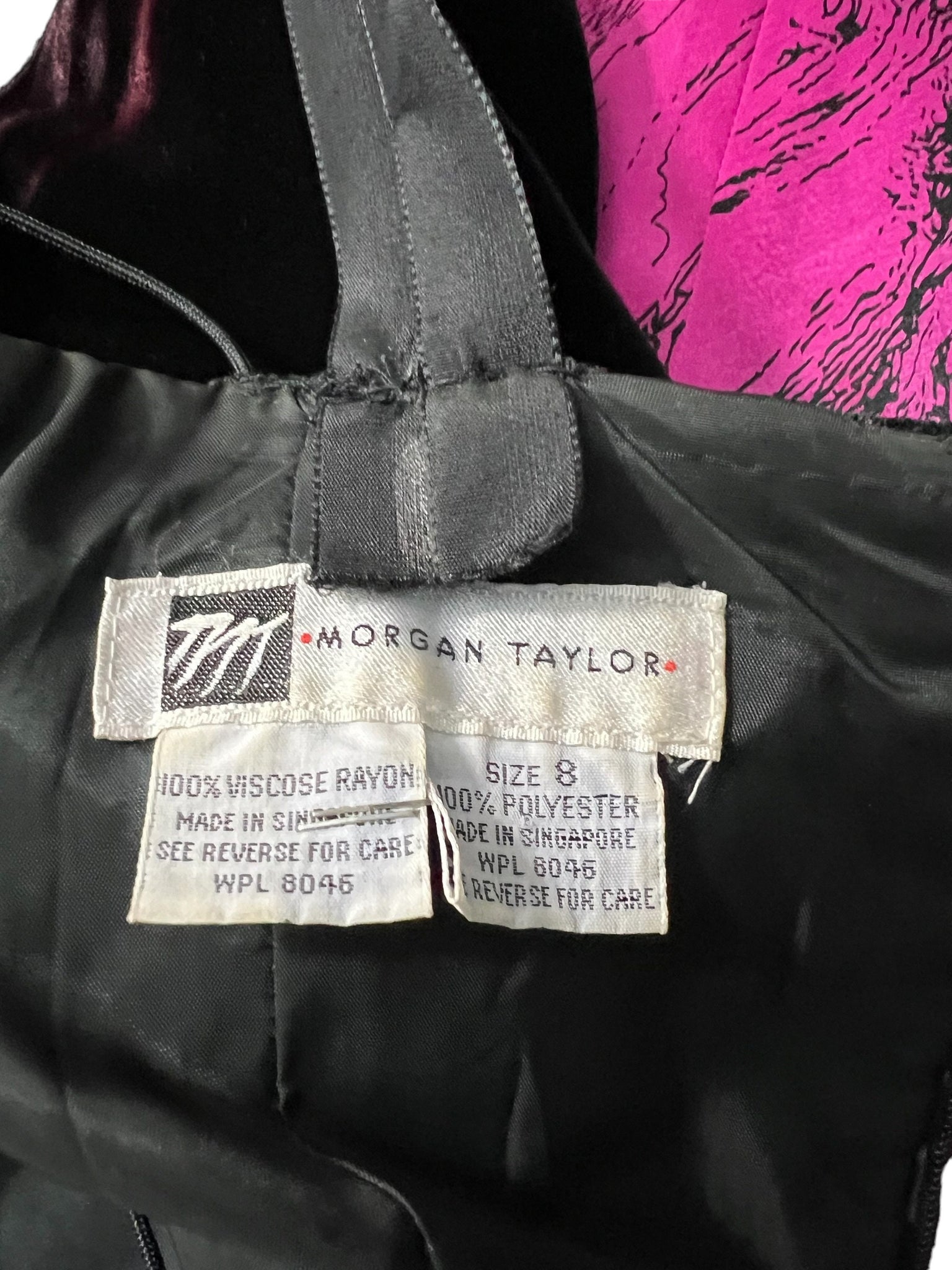 Vintage 80's black & pink party dress 8 Morgan Taylor