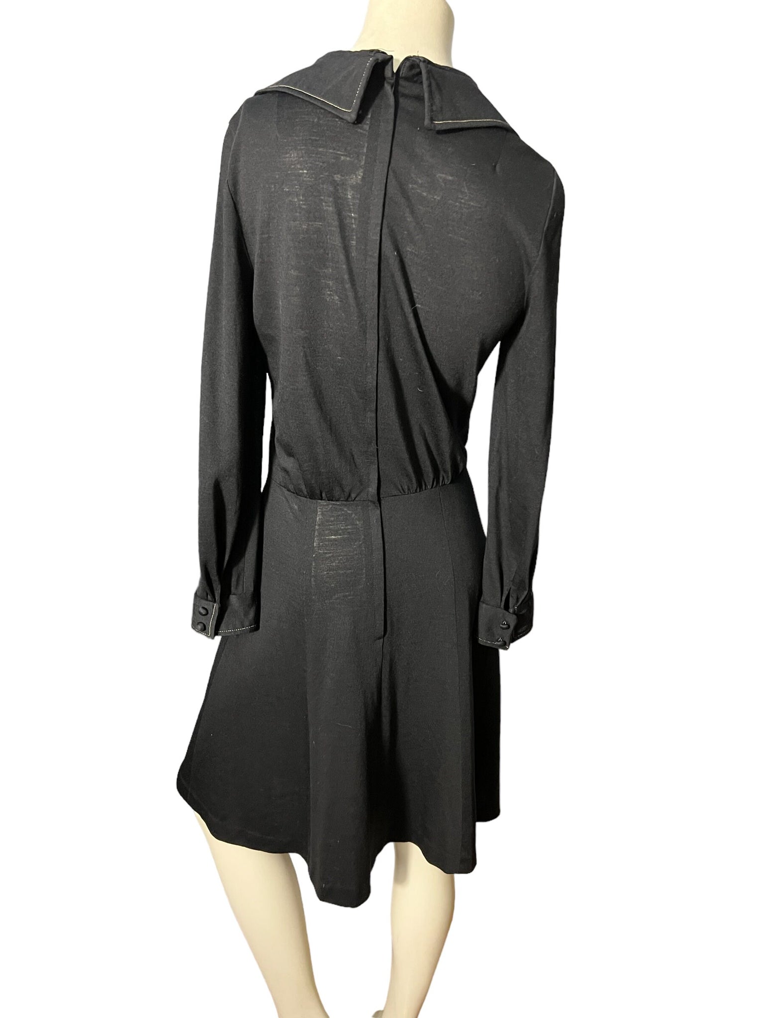 Vintage 70's black knit dress M Howard Hirsch