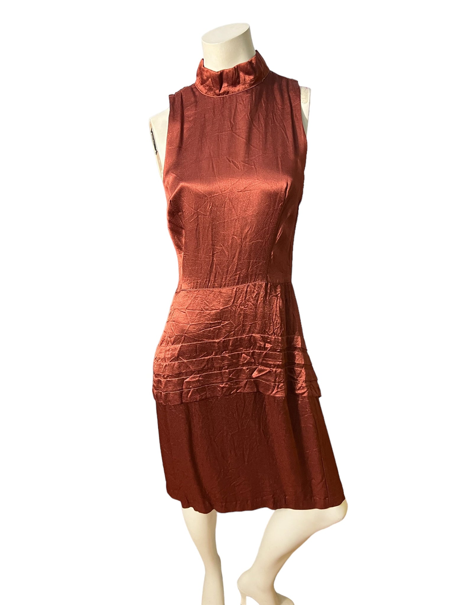 Vintage 80's brown silky dress Dress Code M L