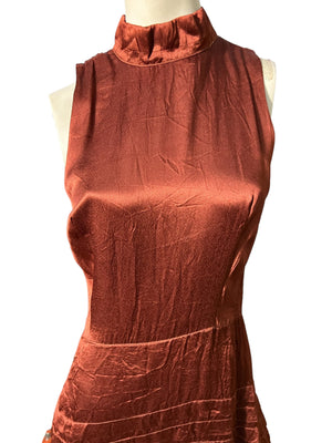 Vintage 80's brown silky dress Dress Code M L