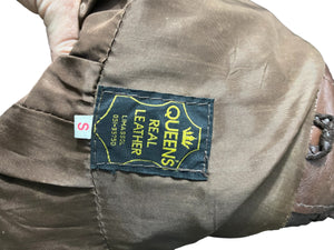 Vintage 80's brown leather jacket coat S Queen's