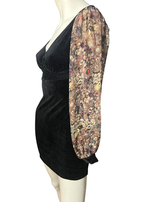 Vintage 80’s black velor mini dress S