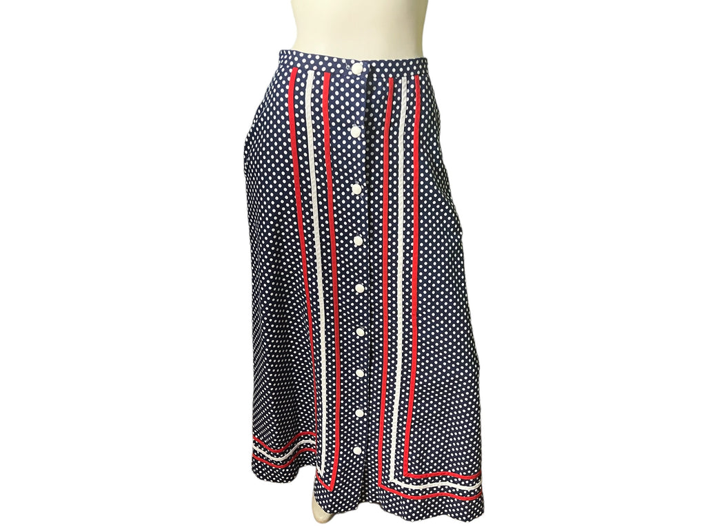 Vintage 70’s maxi skirt blue polka dot Agile