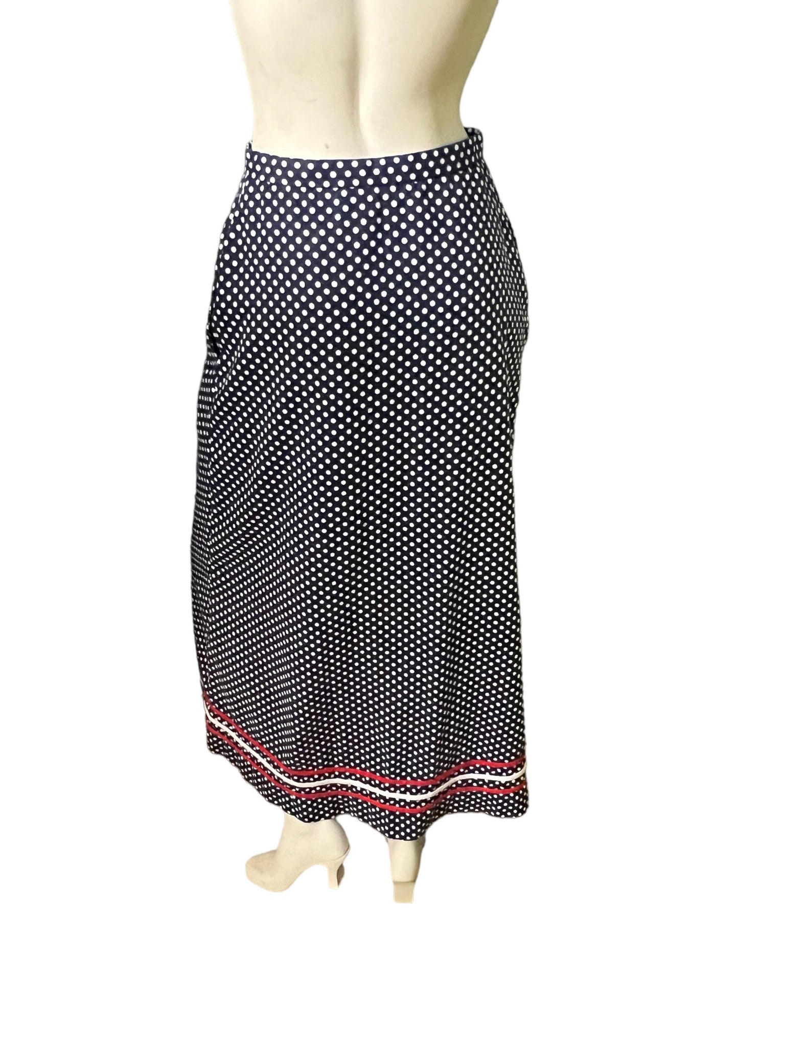 Vintage 70’s maxi skirt blue polka dot Agile